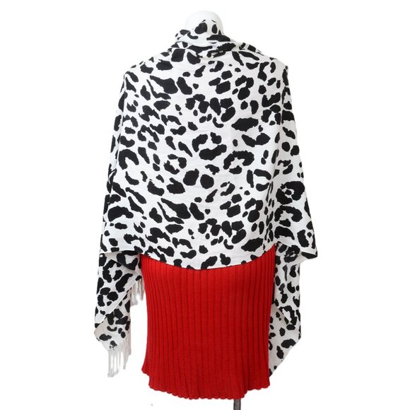 Y2K Snow Leopard Oversized 78" x 28" Black/White Shawl Scarf Sarong Oblong NEW - Picture 8 of 10